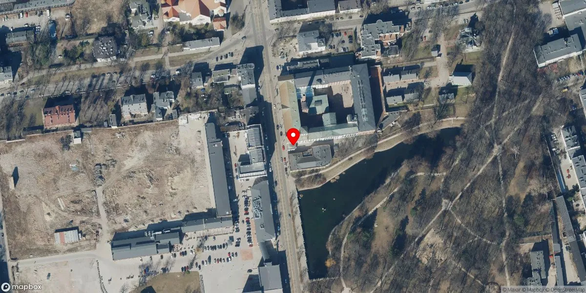 Satelitarny widok na Centralne Muzeum Włókiennictwa w Łodzi