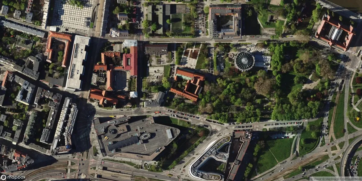 Satelitarny widok na Muzeum Architektury we Wrocławiu
