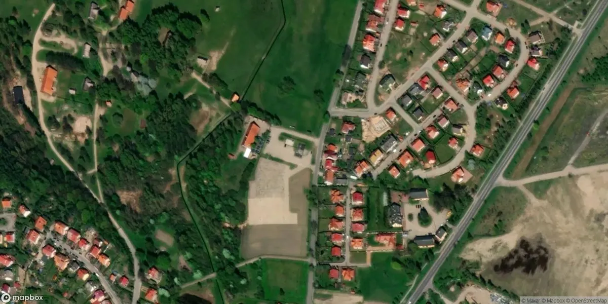 Satelitarny widok na Muzeum Budownictwa Ludowego – Park Etnograficzny w Olsztynku