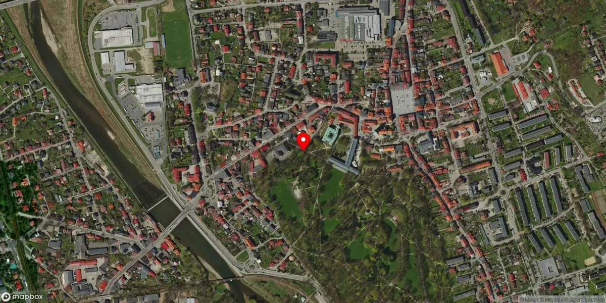 Satelitarny widok na Muzeum Czynu Zbrojnego Żywiecczyzny w Żywcu