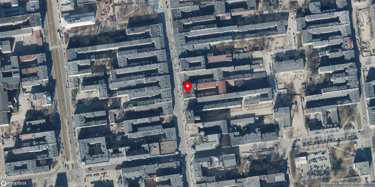 Satelitarny widok na Muzeum Dzieci Polskich - ofiar totalitaryzmu. Niemiecki nazistowski obóz dla polskich dzieci w Łodzi (1942-1945)