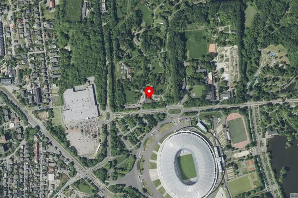 Widok z lotu ptaka: Muzeum „Górnośląski Park Etnograficzny w Chorzowie”