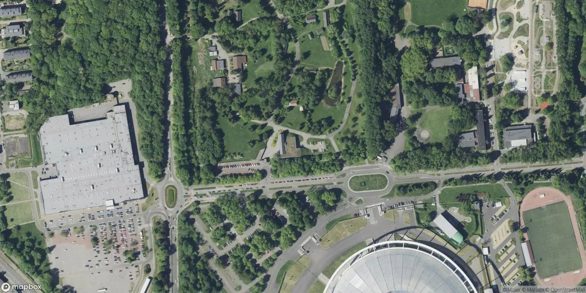 Satelitarny widok na Muzeum „Górnośląski Park Etnograficzny w Chorzowie”