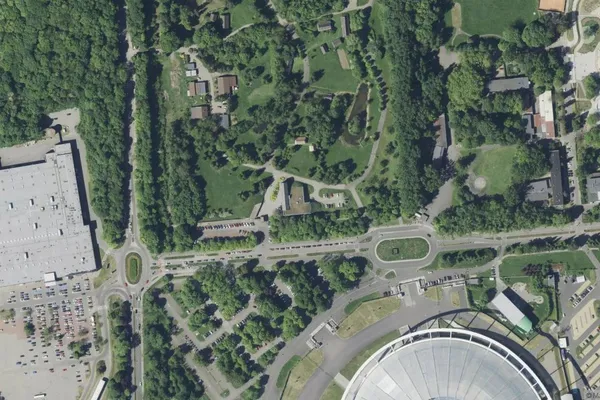 Widok z lotu ptaka: Muzeum „Górnośląski Park Etnograficzny w Chorzowie”
