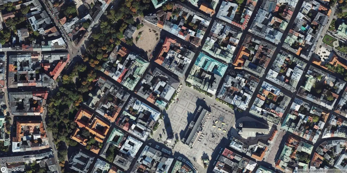 Satelitarny widok na Muzeum Historyczne Miasta Krakowa