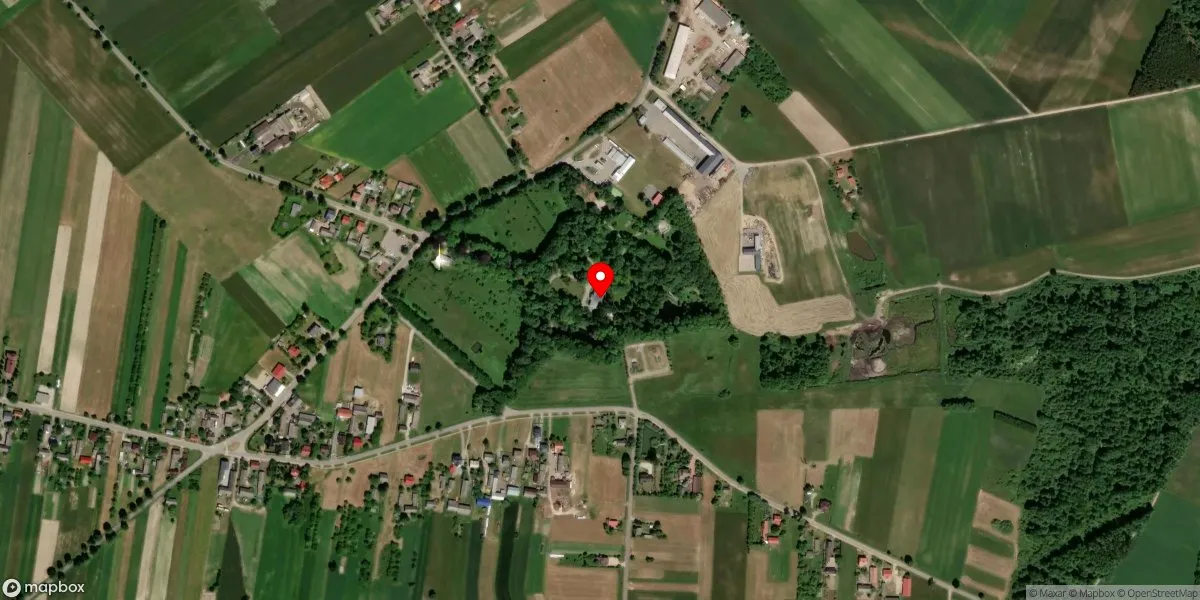 Satelitarny widok na Muzeum Jana Kochanowskiego w Czarnolesie