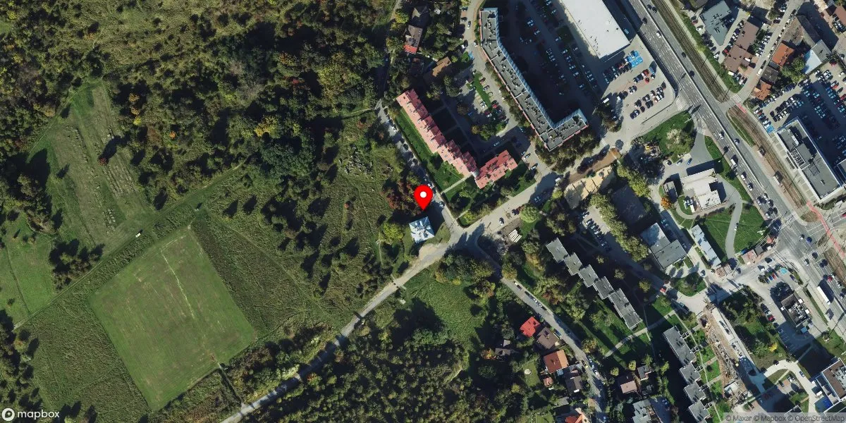 Satelitarny widok na Muzeum – Miejsce Pamięci KL Plaszow w Krakowie. Niemiecki nazistowski obóz pracy i obóz koncentracyjny (1942 - 1945) (w organizacji)