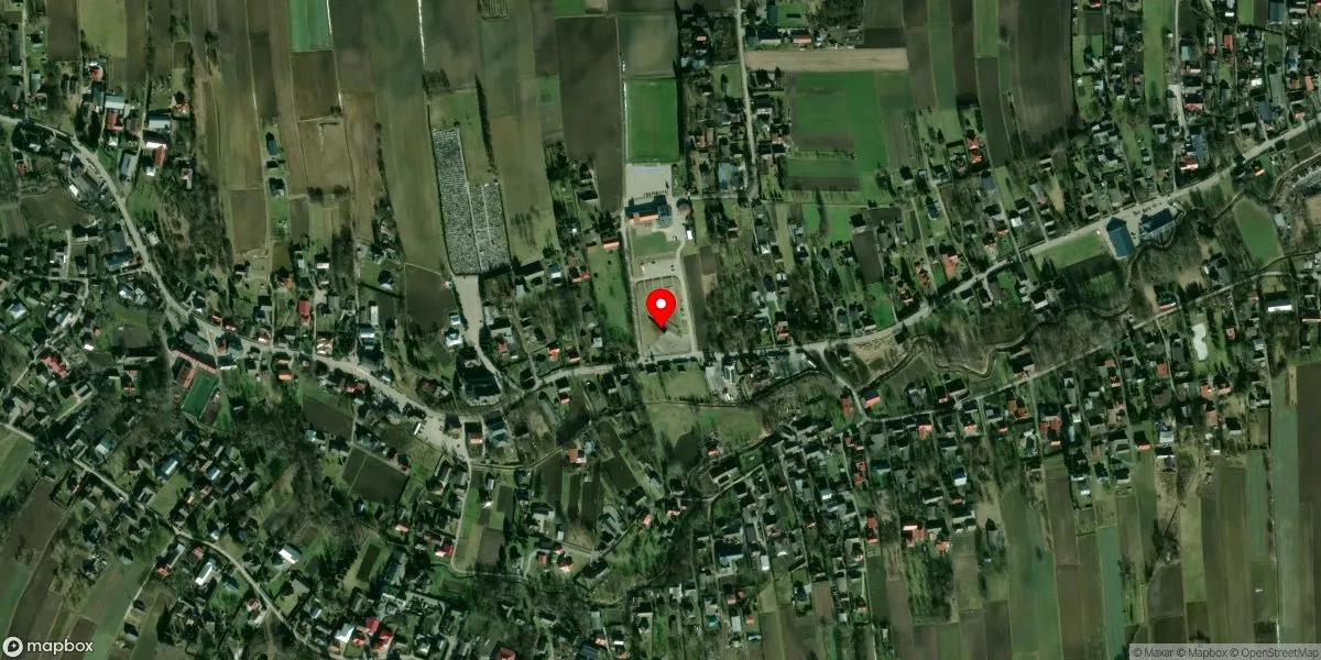 Satelitarny widok na Muzeum Polaków Ratujących Żydów podczas II wojny światowej im. Rodziny Ulmów w Markowej