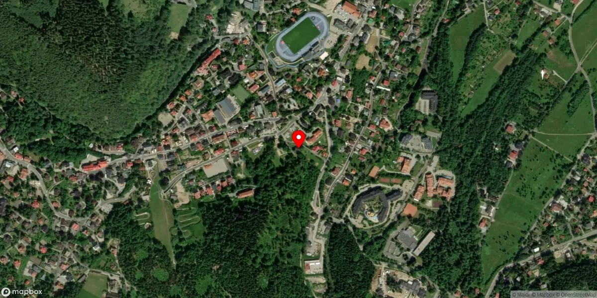 Satelitarny widok na Muzeum Sportu i Turystyki w Karpaczu