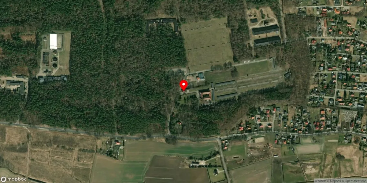 Satelitarny widok na Muzeum Stutthof w Sztutowie. Niemiecki nazistowski obóz koncentracyjny i zagłady (1939-1945)