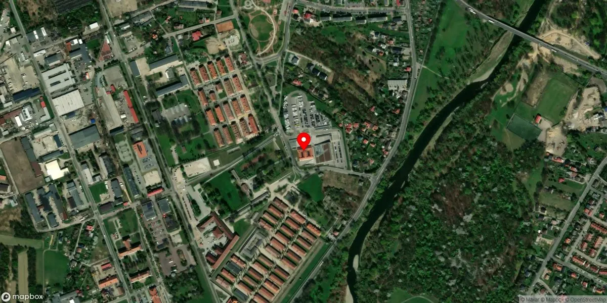 Satelitarny widok na Państwowe Muzeum Auschwitz-Birkenau w Oświęcimiu