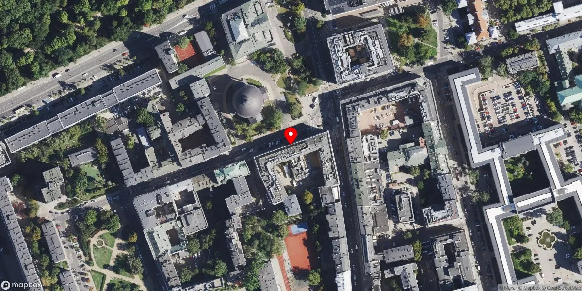 Satelitarny widok na Państwowe Muzeum Etnograficzne w Warszawie